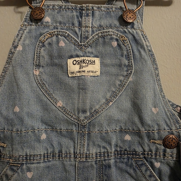 OshKosh Denim Heart Overalls 2T - Picture 3 of 5